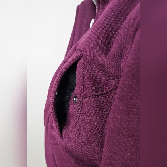 Big Chill Fig Leopard Sherpa-Lined Hood Fleece Anorak Womens SMALL BURGUNDY WINE - Picture 7 of 12